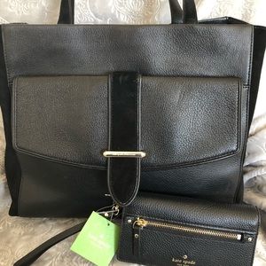 Kate Spade Black leather/suede bag and wallet